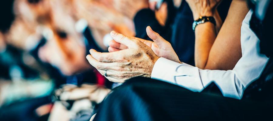 Conference applause with hands clapping